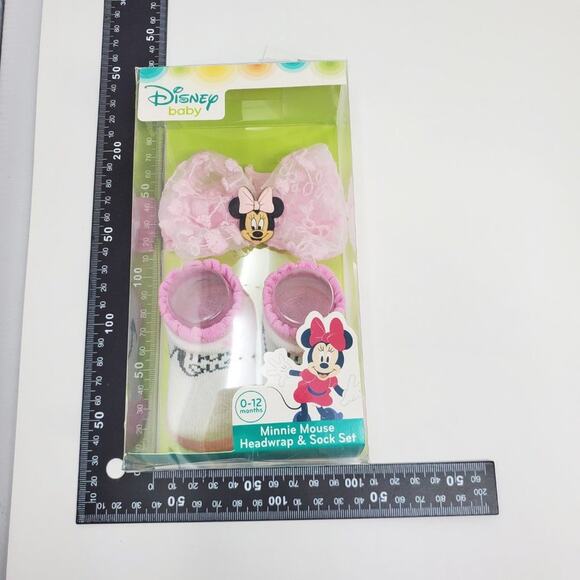 Disney Baby Minnie Mouse Headwrap Socks Pink Set NIP - Picture 7 of 7